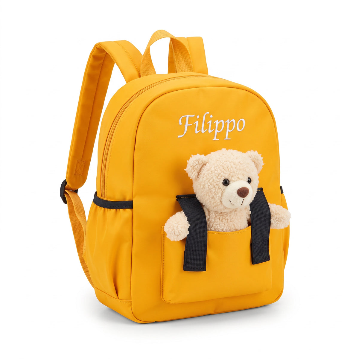 Zaino con Peluche Personalizzato con Nome — zaino peluche giallo packshot