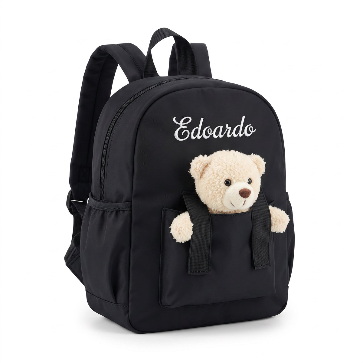 Zaino con Peluche Personalizzato con Nome — zaino peluche nero packshot